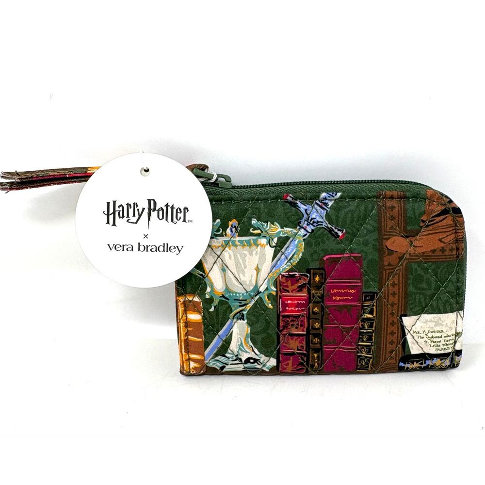 Vera Bradley Harry Potter Hogwarts Library Zip Card ID Pouch Case Keyring *EXACT